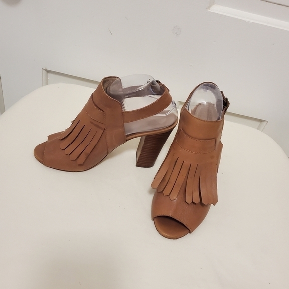 Pour LA Victoire Fringe Peep Toe Leather Sandals Size 9M - Picture 4 of 12
